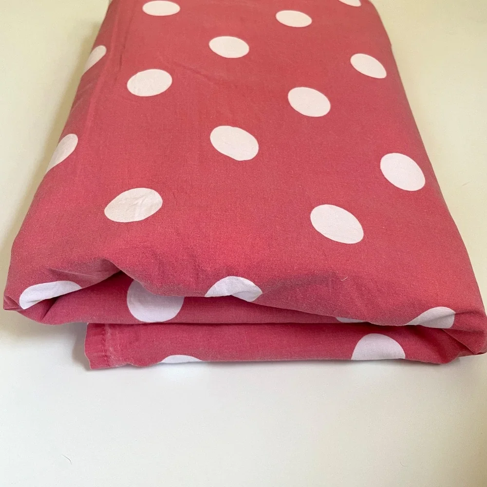 Garnet Hill King Flat Sheet Red White Polka Dot Cotton Bold Colorful Maximalist